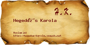 Hegedűs Karola névjegykártya